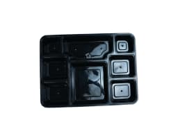 Plastic 8 Compartment Disposable thali Tray with Lid - Pack of 150 Pieces